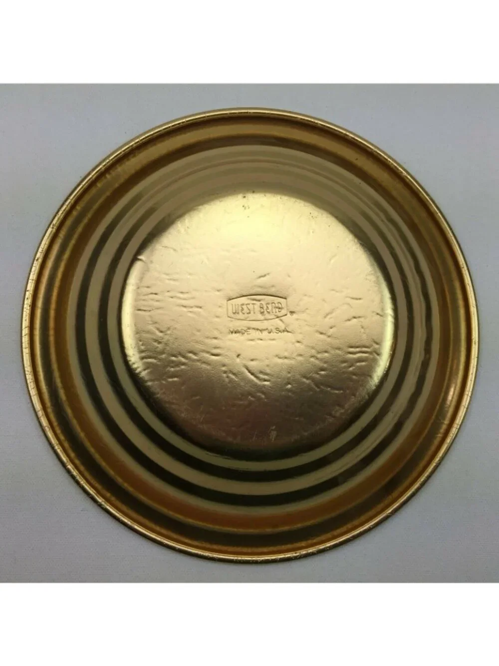 Vintage 60s West Bend Aluminum Round Bowl Decorative Gold Tabletop Accent Decor
